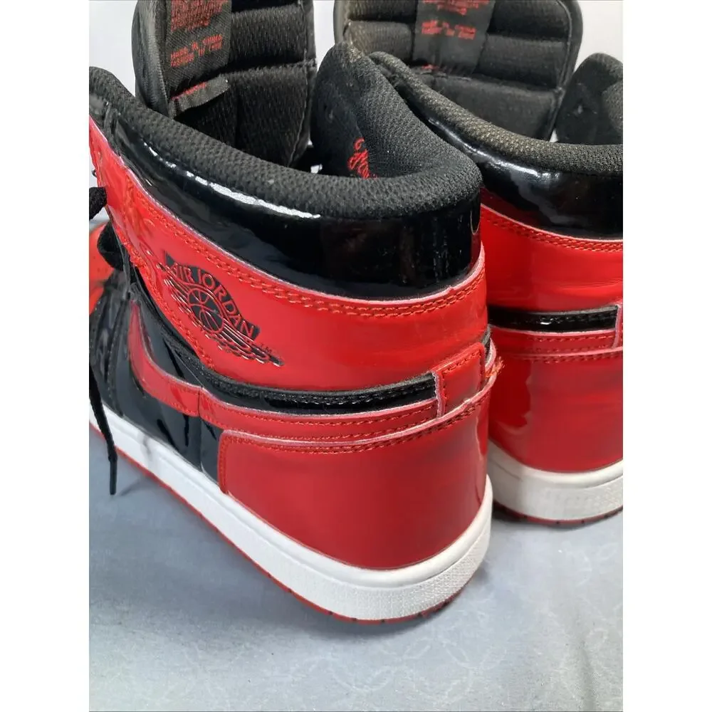 Nike Air Jordan 1 Retro OG High Patent Leather Bred Sneakers Size 9.5